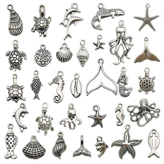 【P013】Silver marine animals-High quality charms